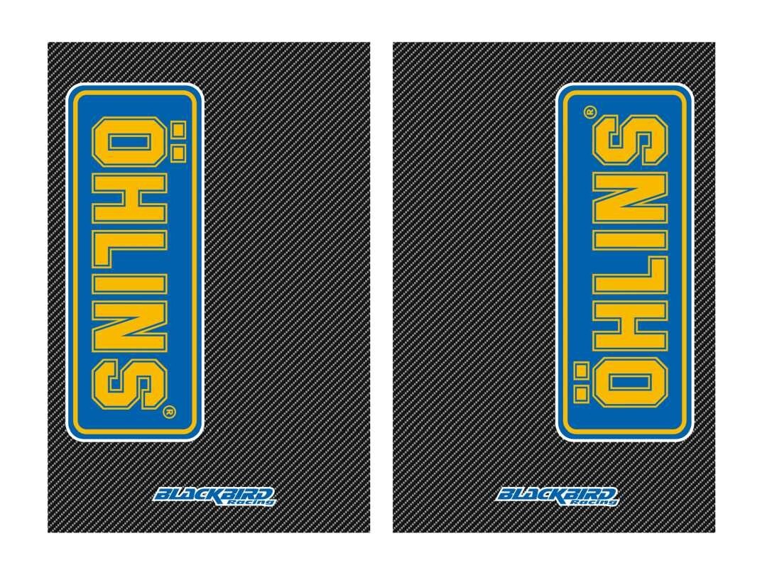 Stickers carbone Ohlins pour télescopes de moto en pack de 2 pièces