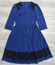 Womens Dress Small Blue & Black Lace Accent Low Waist