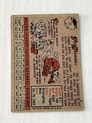 Vintage 1958 Topps Ted Kazanski Baseball Card #36 Philadelphia
