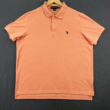 US Polo Assn. Shirt Mens 2XL Orange Polo Short Sleeve Collared Chambray Preppy