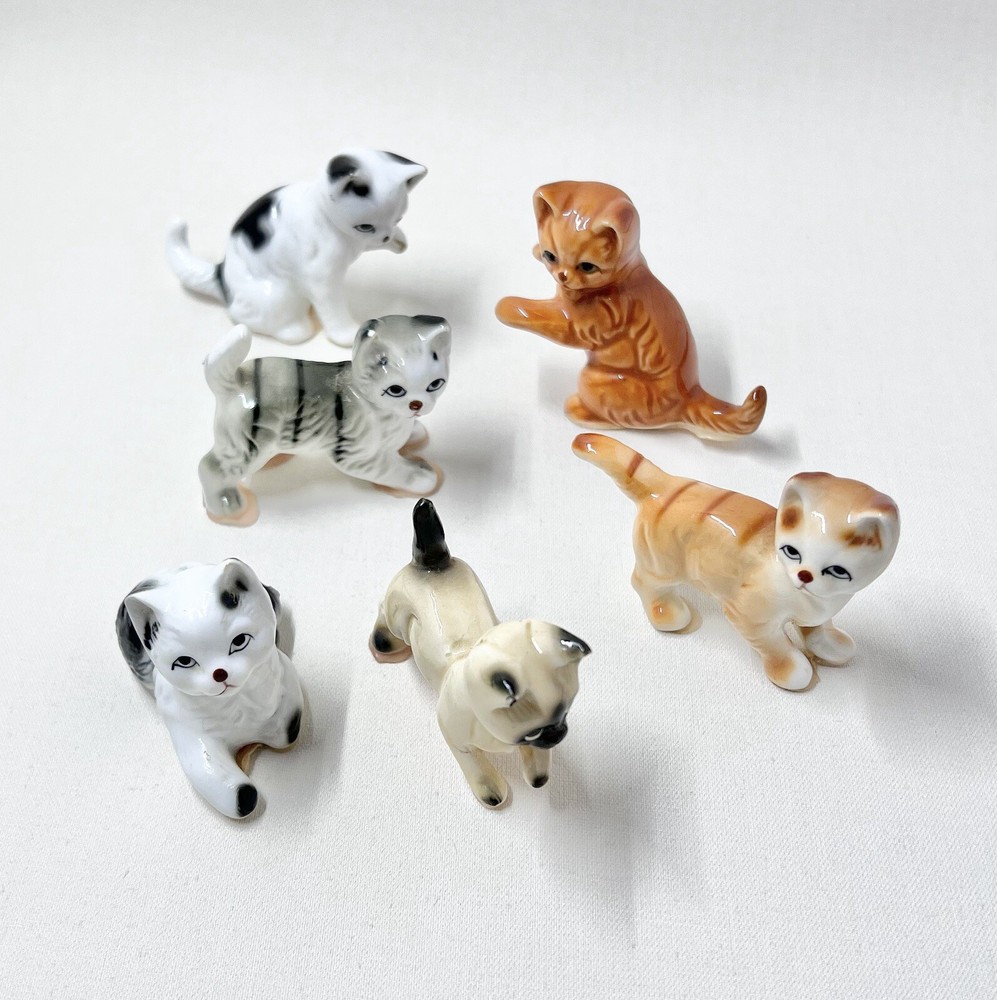 Bulk Lot Cat Ornaments x6 Cat Figurines Cat Theme
