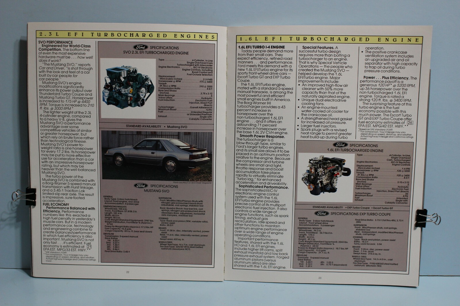 1984 Ford Mustang SVO Thunderbird Turbo Coupe Performance Catalog