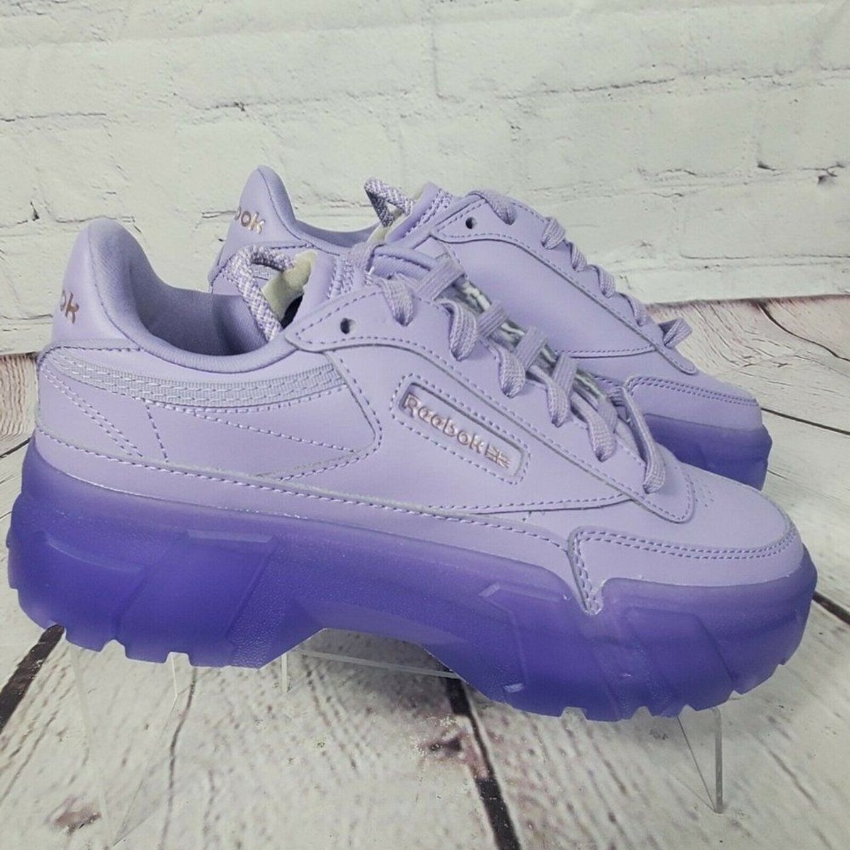 Reebok Platform Sneakers Womens Purple Cardi B Club C Athletic Sneakers