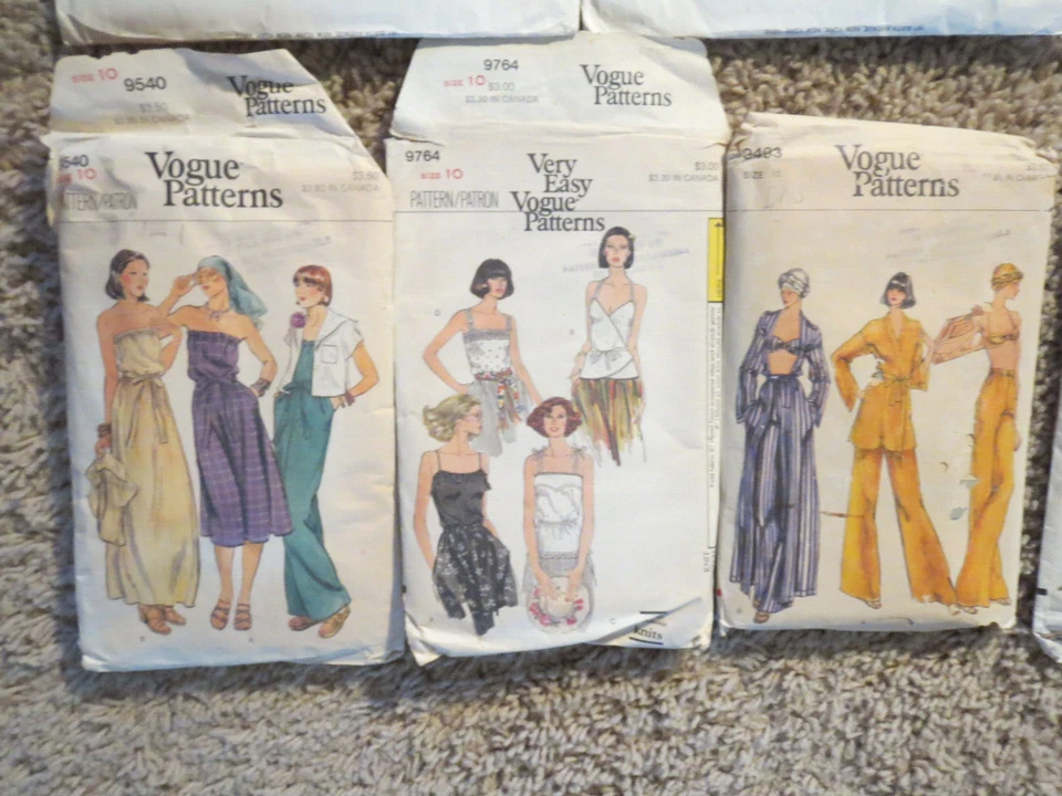 12 Lot Vintage 70s 80s Patterns Vogue Calvin Klein, Chloe, Stan Herman Size 10 - Image 4 of 4