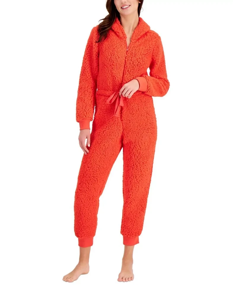 NWT Jenni by Jennifer Moore Women XL Sherpa Union Suit Papaya Punch 1001272294MS - Image 2 of 4