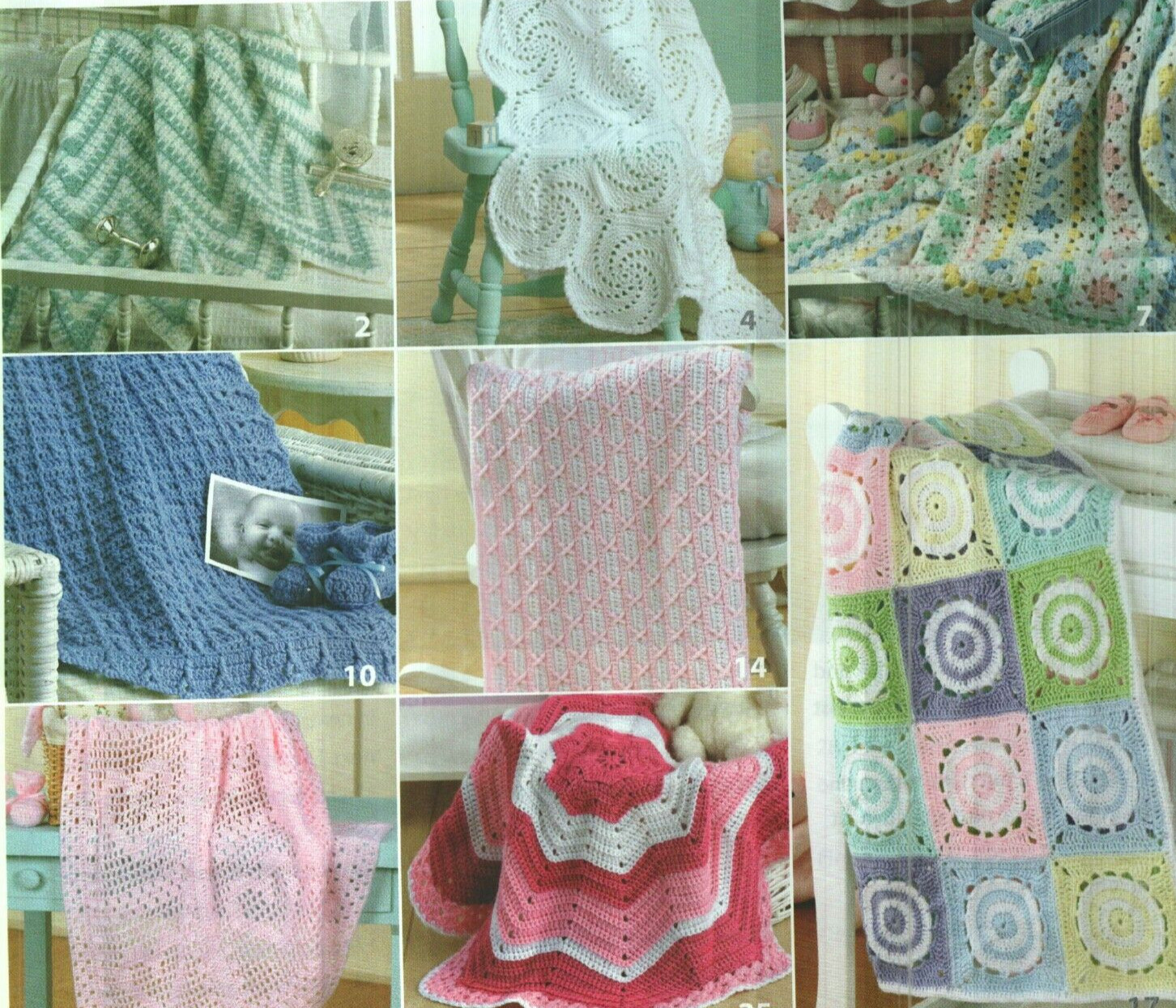 USED BABY AFGHANS 8 NURSERY DESIGNS LEISURE ARTS CROCHET PATTERN BOOK