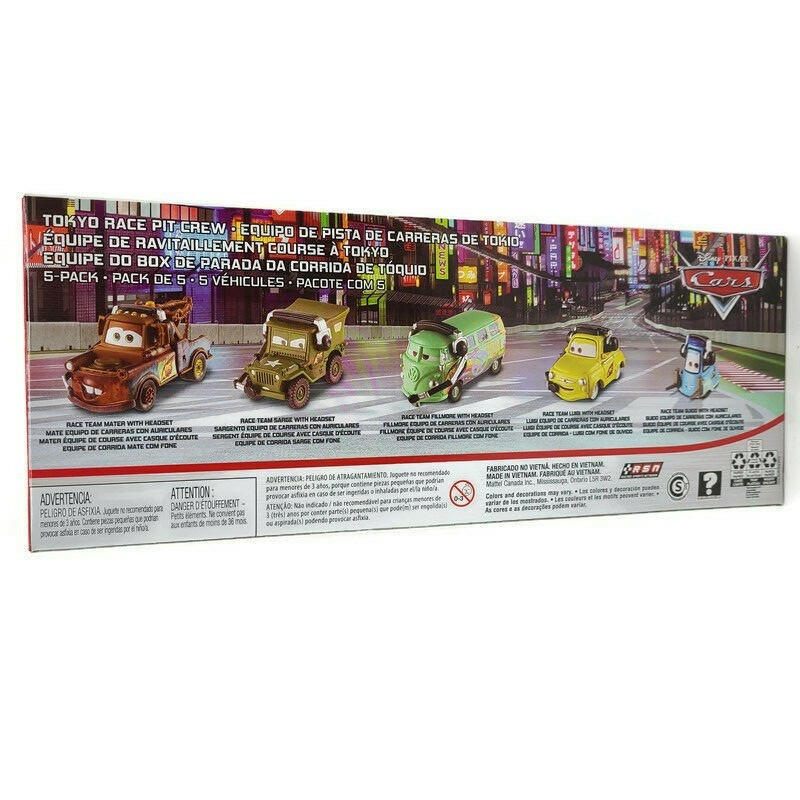 Disney Pixar Cars Tokyo Race Pit Crew 5 Pack Fillmore New Unopened