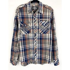 Affliction Men's Button Down Slim Long Sleeve Shirt XL Plaid Rockabilly Punk