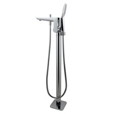 Chrome Floor Standing Mixer With Diverter & Handheld Shower(Brass)