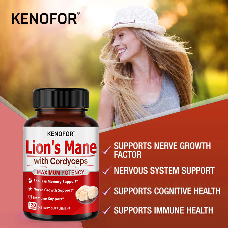 Lion's Mane Ashwagandha and Cordyceps - Focus and Memory Nerve Support 120 Caps
