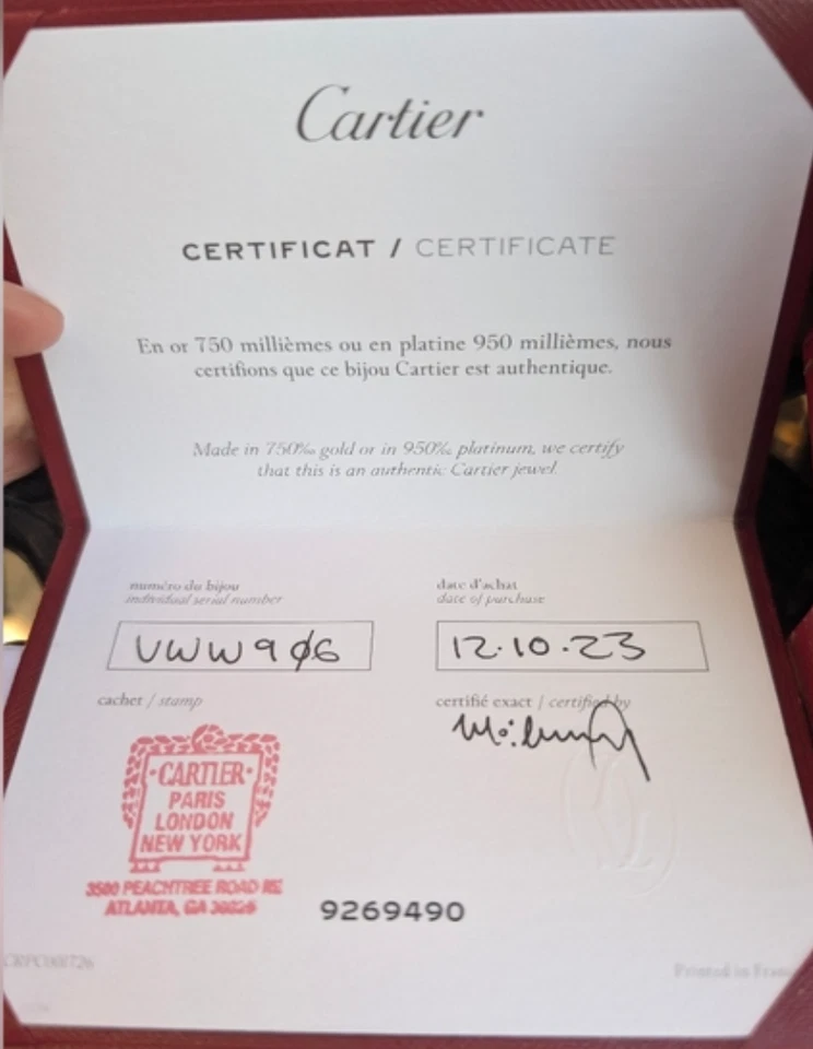 Cartier LOVE Ring Size 52 White Gold 18K Cartier Bag, Box& Authenticity Cert. - Image 3 of 4