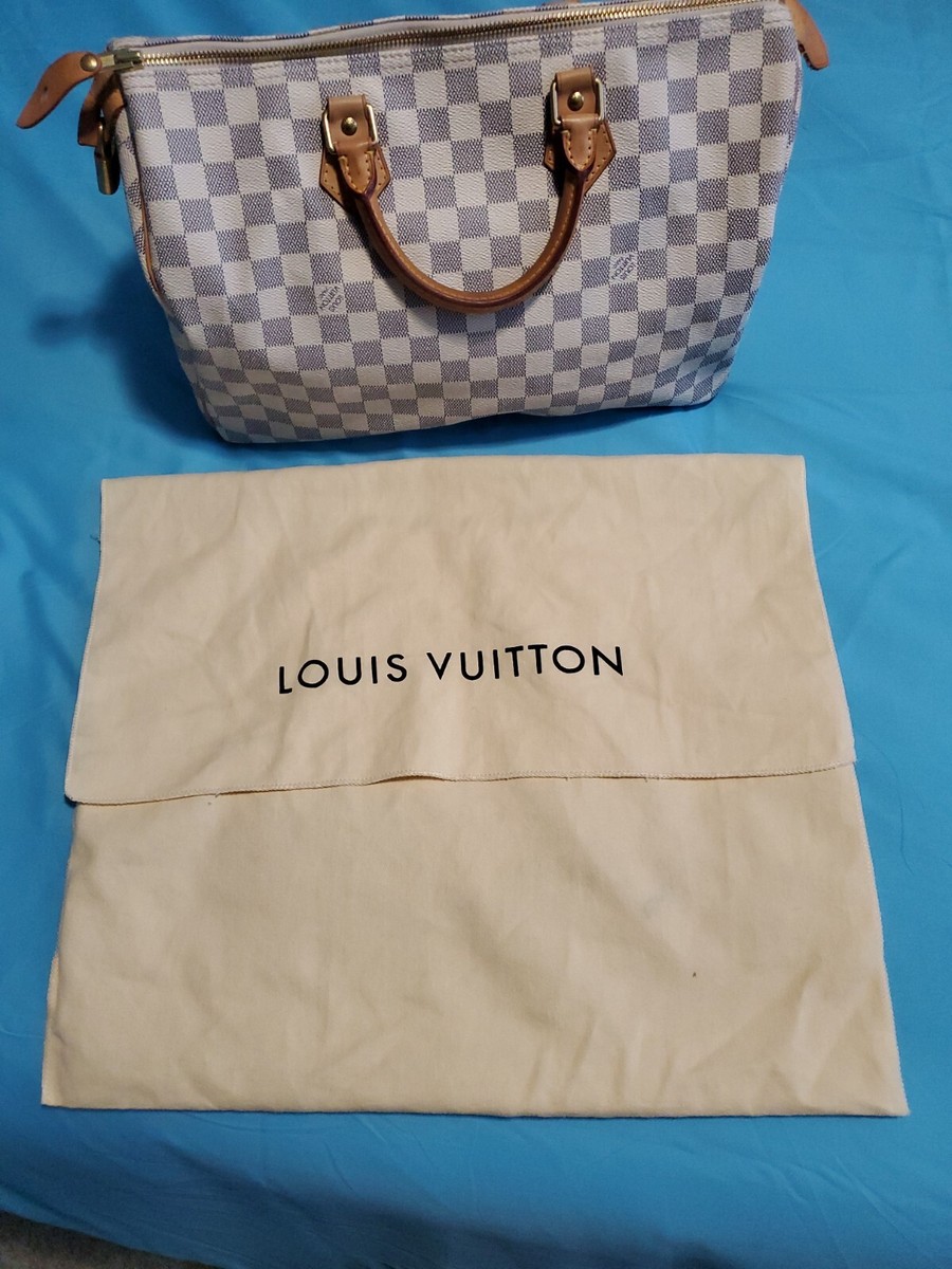 Authentic Louis Vuitton Speedy 35 Damier Azur White Handbag