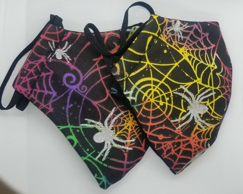 2 Pk- Colorful Glittery Spiders Facemask - Picture 2 of 3