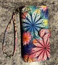 LOVESHE Floral Flowers Women's Wallet Zip Around Clutch Purse Wristlet Clutch