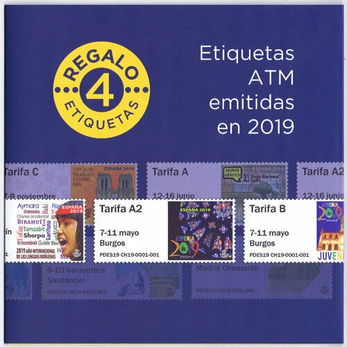 Etiquetas postales y ATMs de España de 1976 a 2001