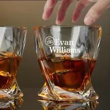 Custom Engraved Evan Williams Bourbon Whiskey Glass – 10 oz Twisted Rocks Glass