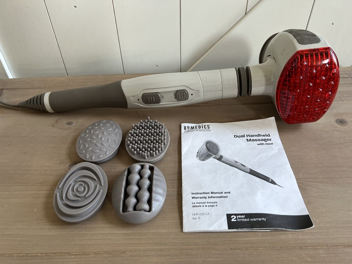 HoMedics Handheld Heat Massager w/ 4 Attachments & Instructions Tested &  Working