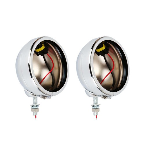 2x Chrome 4.5" LED Auxiliary Fog Light + Outer Cover Housing Bracket For Harley - Picture 4 of 12