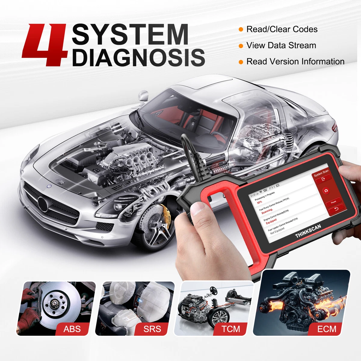 Thinkcar Thinkscan S5 Obd2 Scanner ABS/SRS/Engine/TCM System Diagnoses Code  Reader & Scan Tools Car Diagnostic Tools Lifetime Update 