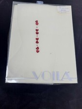Vintage VOILA White Nylon Pantyhose Ultra Sheer Red Heart Sequins USA Made
