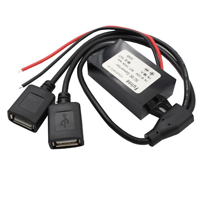Car 12V to DC 5V 3A 15W Hard Wired Dual USB Charger for Dash Cam iPhone GPS DVR