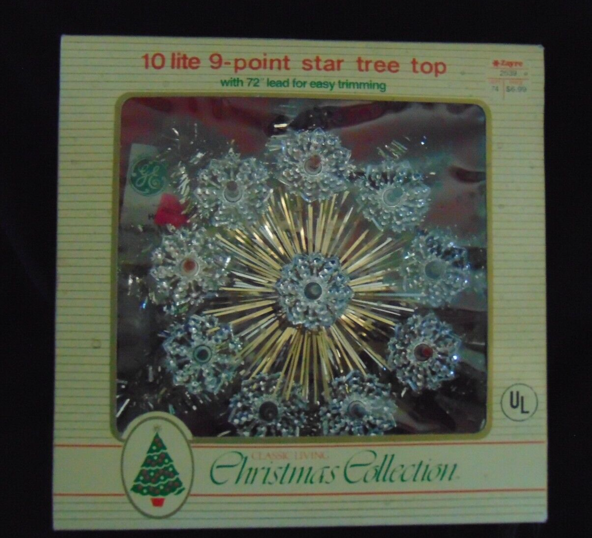 10 lite 9 Point STAR Tree Top Vintage 80s Zayre LOOK Christmas