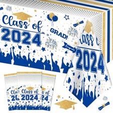 Graduation Decorations Class of 2024 Tablecloth - 3 Pcs Plastic Congrats Grad...