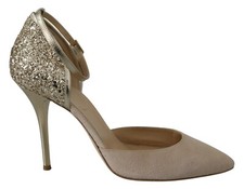 ELISABETTA FRANCHI Scarpe Lino Beige Cinturino alla Caviglia Tacchi Alti Donn...