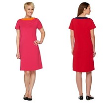 SUSAN GRAVER WEEKEND PINK FRENCH TERRY COLOR BLOCK DRESS QVC Sz XXS NEW