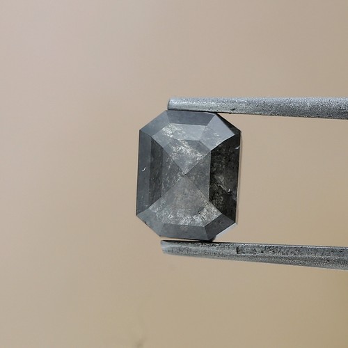 gray emerald cut natural diamond loose salt pepper 1.99TCW 7.5x6 mm - Picture 5 of 18