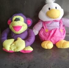 Vintage Puffalump Fisher Price Gibson Duck Monkey Plush lot Nylon 90s FLAW