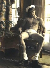 Male Model Photo Print Vintage Muscular Handsome Jock Shirtless Hunk -UU79