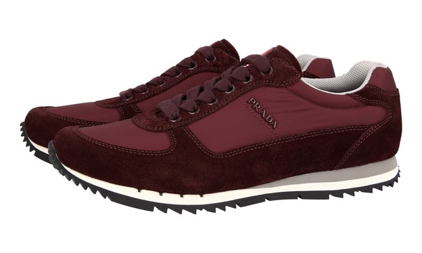 Prada Leder Nylon Sneaker Linea Rossa - 4E2721 - Bordeaux Rot Neu - 6,5 40,5-image