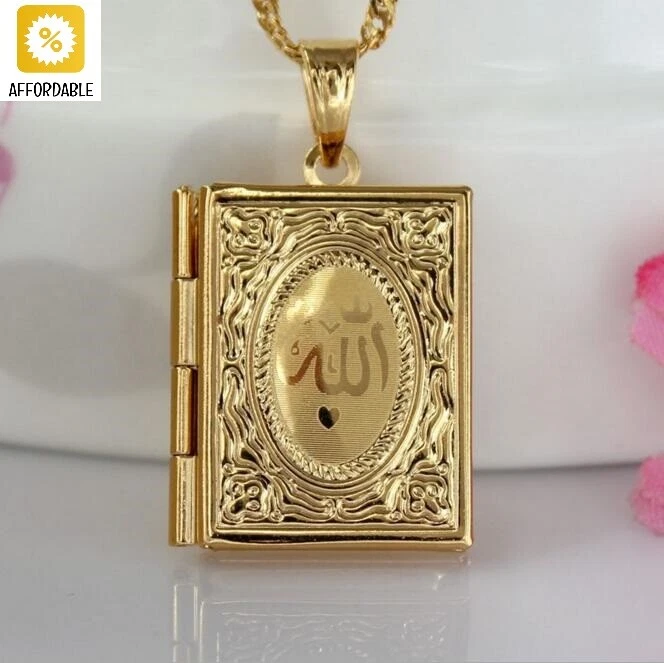 Buy morir Gold Plated Brass Allah Name Arabic Islam Muslim Pendant with  Chain (Men and Women) Online at Best Prices in India - JioMart.