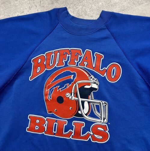 VTG 80s 90s NFL BUFFALO BILLS SWEATSHIRT TRENCH SIZE XXL 2XL MADE IN USA BLUE - Picture 2 of 5