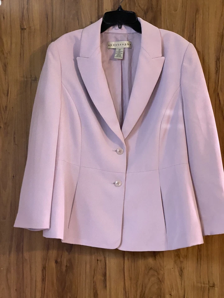 Blazer Apostrophe Claro Barbie Rosa/Rosa Pastel Bolsillos Doble Forrado Talla 14P Foto 4 de 4