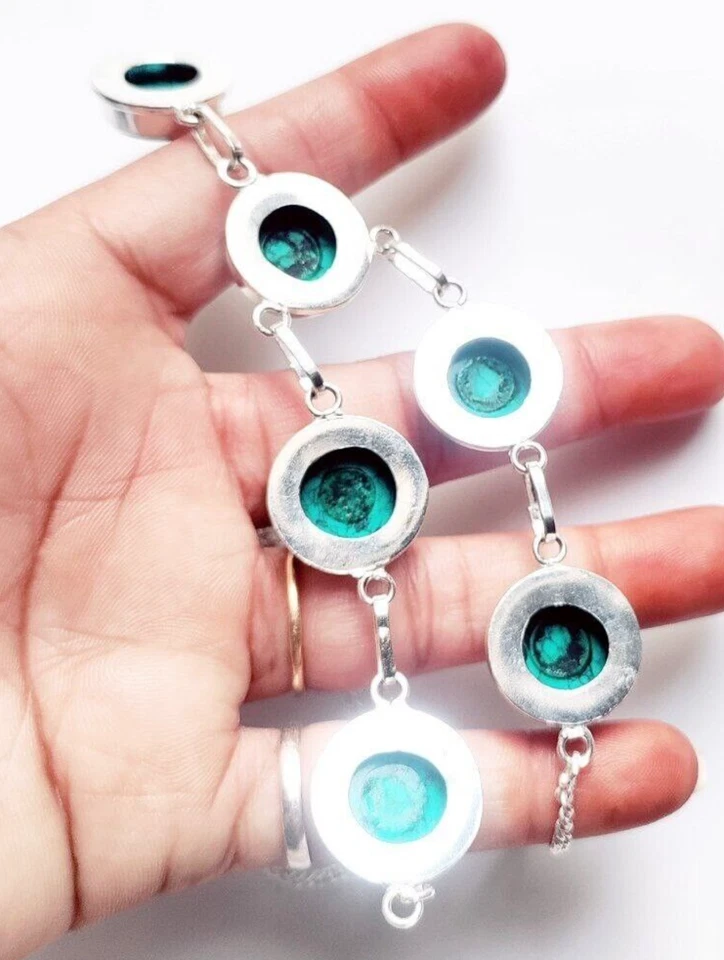 Collar Joyería Santa Rosa Turquesa Piedras Preciosas Plata de Ley 925 Hecho a Mano 18" Foto 4 de 4