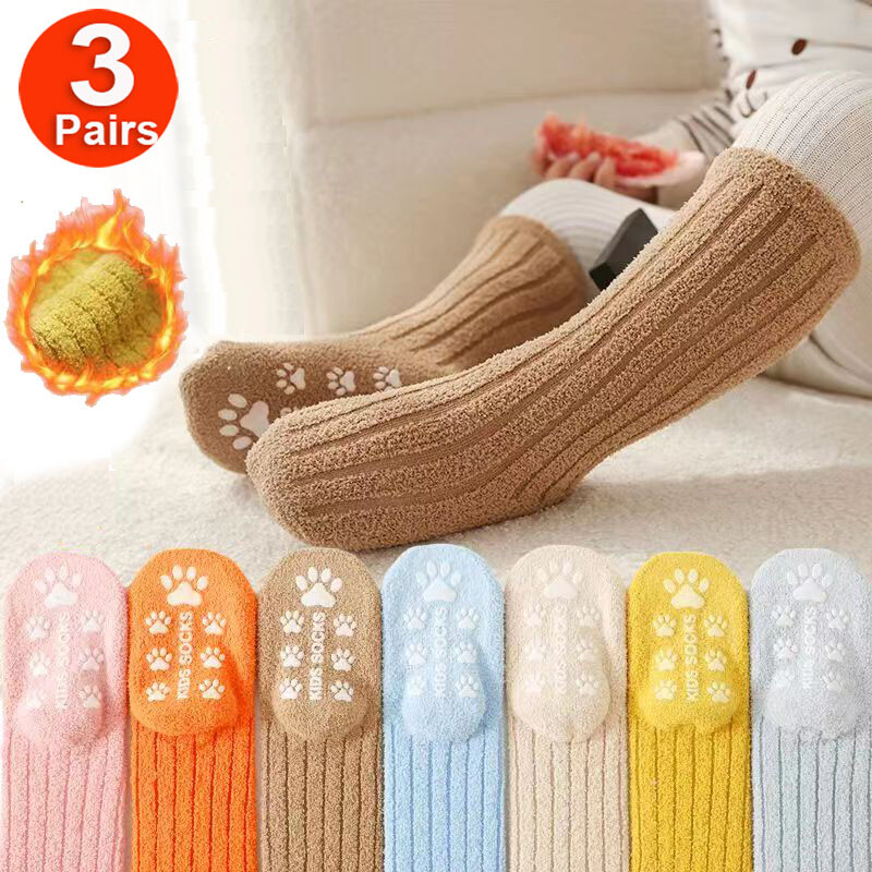 Baby Girls Boys Toddler Anti Slip Long Socks Kids Winter Fleece