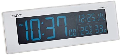 Seiko Clock QHE194W - Sveglia Analogica Bianca Con Luci E Snooze, Movimento Continuo, Dimensioni 9,5x9,4x6,6 Cm