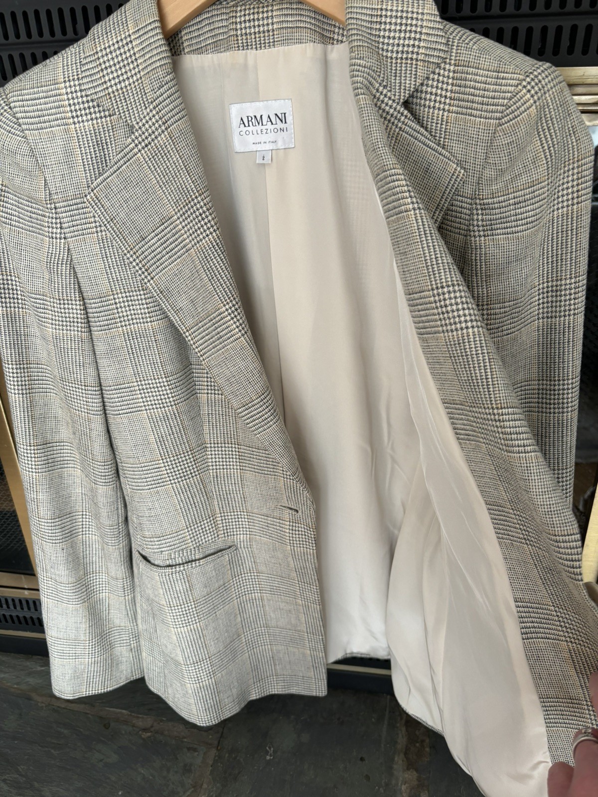 Vintage ARMANI COLLEZIONI Plaid Check Blazer- Sz 2 - Career Wear Jacket - RARE! image 6
