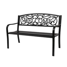 All Season Welcome Backrest Bench Patio Garden Seat Yard Park Furniture Outdoor