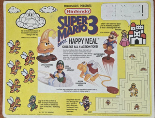 Super Mario 3 McDonalds 1990 Paper Tray Liner exceptionally RARE!