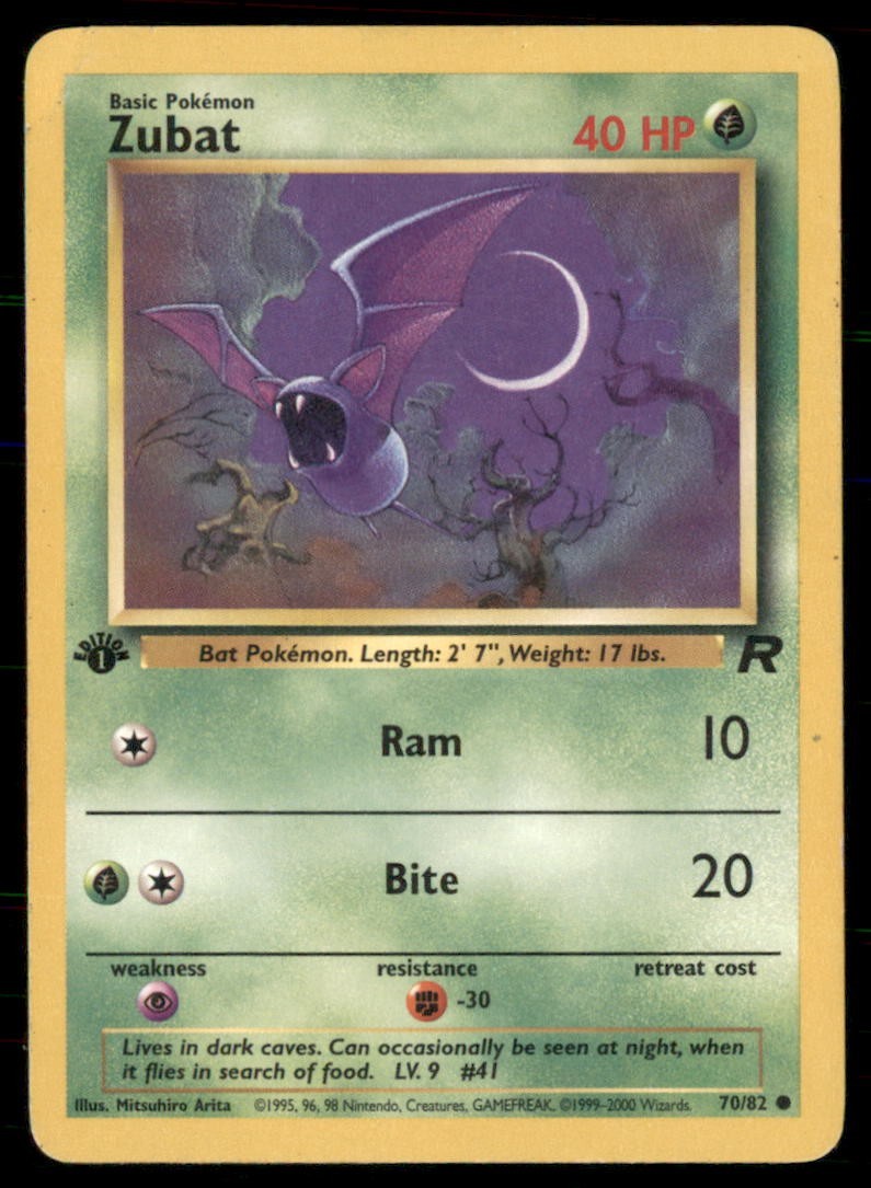 1st Ed Zubat Non-Holo WOTC Pokemon Card 70/82 Rocket Set