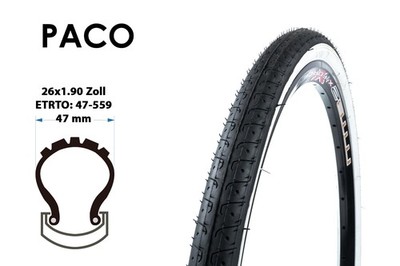 26 Zoll Fahrrad Reifen City Trekking Bike 47-559 Mantel 26x1.9 Tire Weisswand