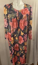 Vtg Granada Floral Lounge Housecoat Robe Zip Front Sz M Mumu