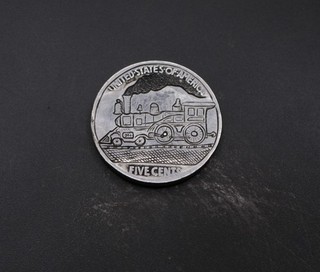 Vintage Steam Train No. 014 – Engraved Buffalo Nickel Hand Carved Coin