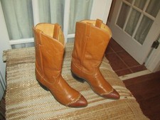 Vintage Womens 7 B Brown Tony Lama Lizard tip Gold Label Cowgirl Western Boots