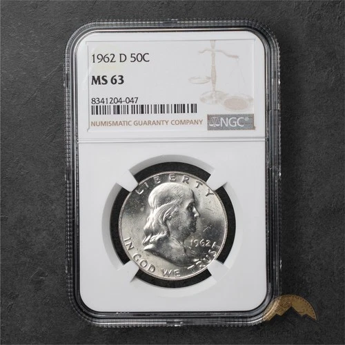 1962-D Franklin Silver Half Dollar 50c - NGC MS63 - Denver