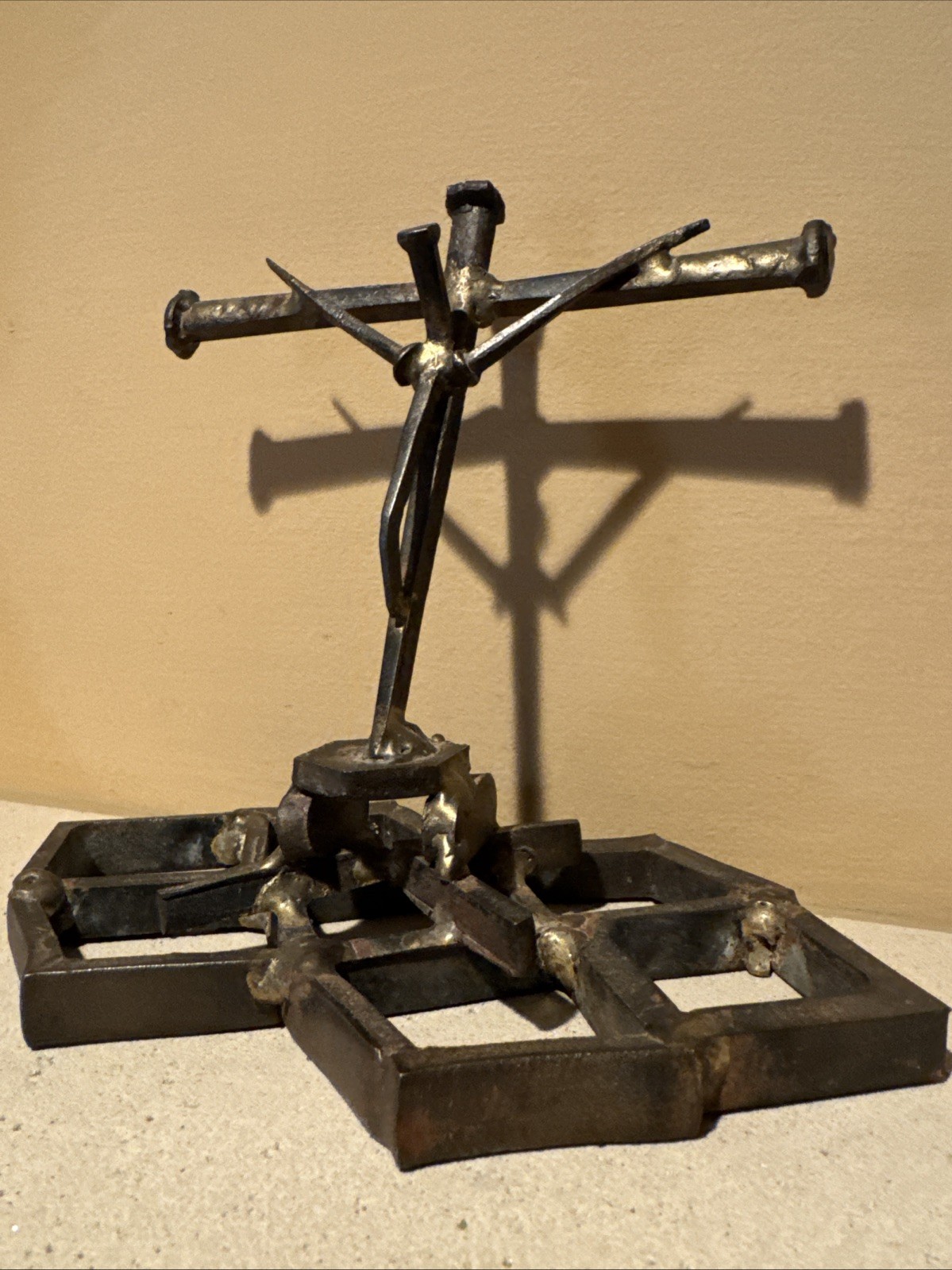Vintage Crucifix Metal Spikes Art
