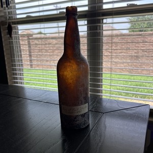 Antique Crude!  1870/80s Collared Top Amber Beer Bottle Ft Stanton Dug MGCO 9